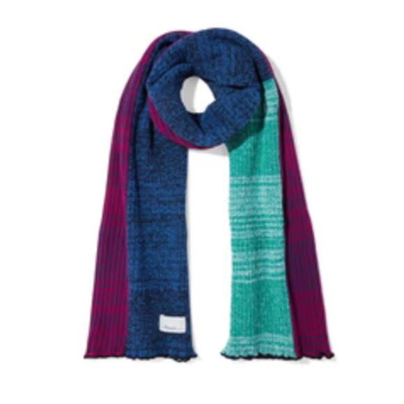 3.1 Philip Lim Patchwork marled ribbed knit scarf multi colored - Picture 1 of 5